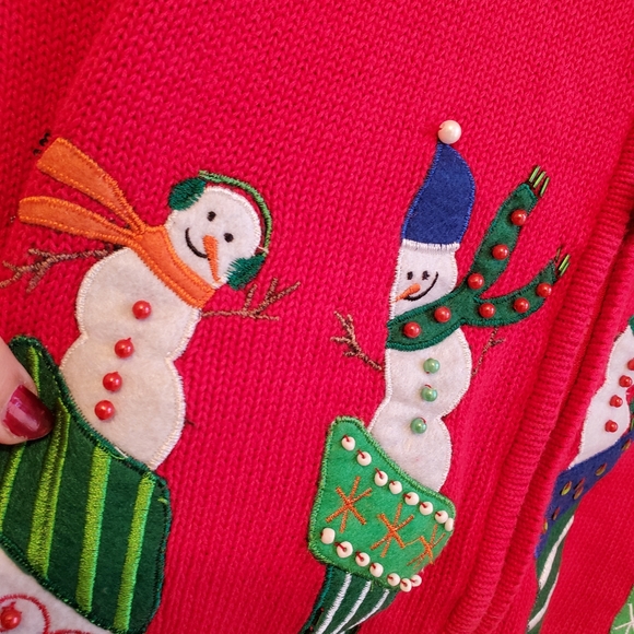 VTG Snowman Stocking UGLY CHRISTMAS SWEATER VEST - Picture 8 of 15